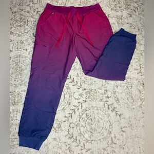 Figs Pink and Purple Ombré mid rise Zamora Jogger Pants PO# 3987